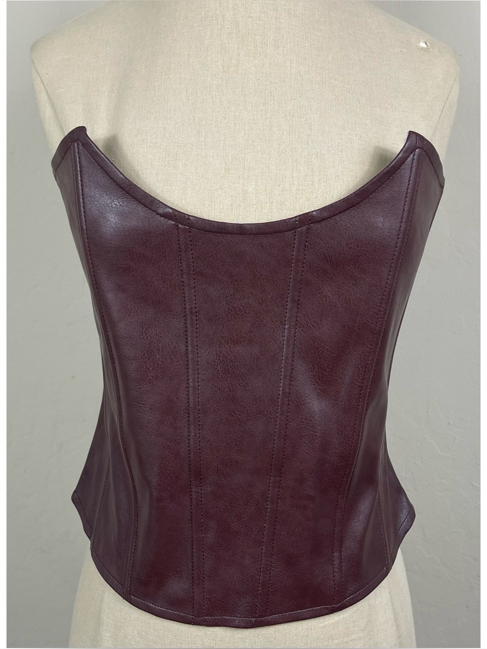 Miaou Leia Vegan Leather Strapless Corset Top